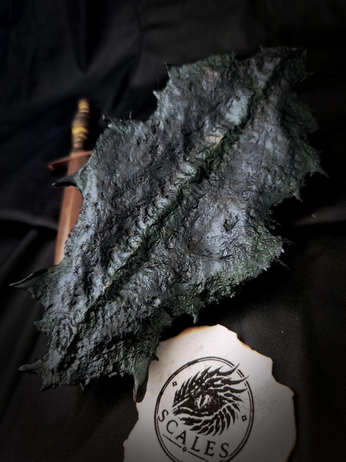 Détail des reliefs et reflets verts de l’écaille de Cannibal