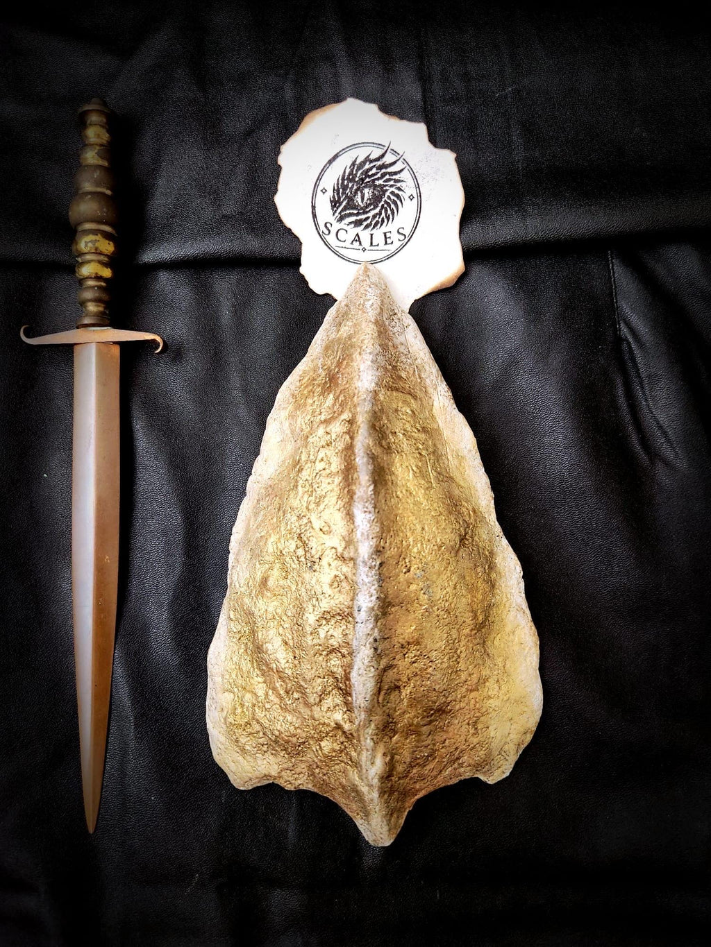 Écaille de Syrax dorée sculptée et peinte à la main